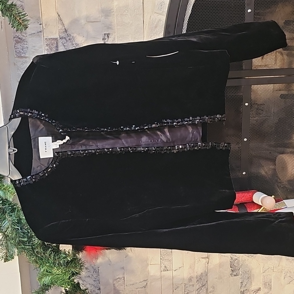 Frame Black Velvet Blazer